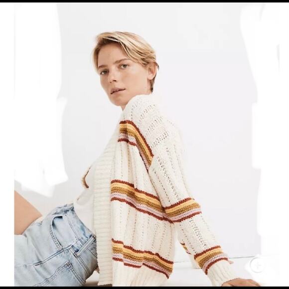 Madewell Diaz Striped Open Knit Cardigan Sweater XS - Picture 2 of 10